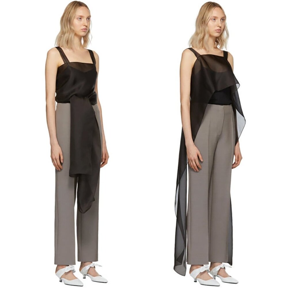 The Row Wei Convertible Silk Top Organza Black Size Medium Large NEW NWT